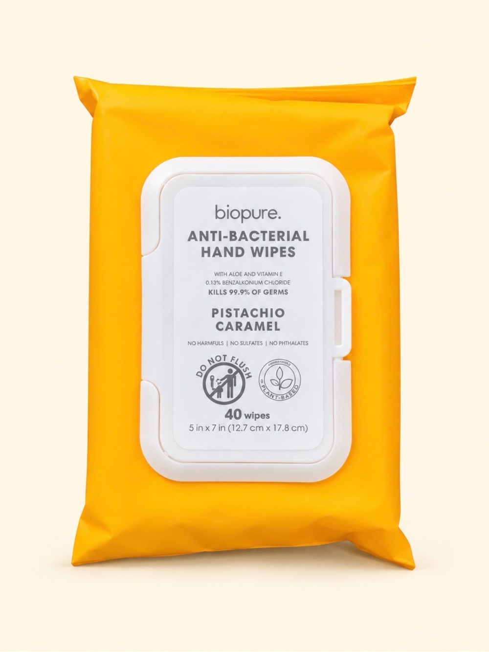 Biopure Anti-Bacterial Hand Wipes Pistachio Caramel 40 Count